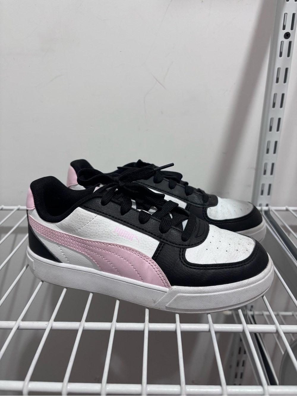 Puma Kids Black White Pink Low-Top Athletic Sneakers
